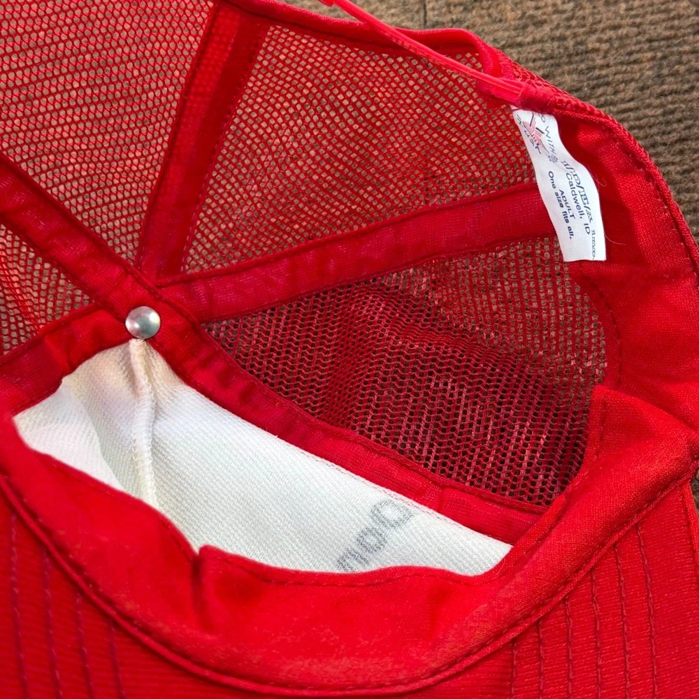 Vintage IDEA Inc Don Shaffer's Autos Trucker Hat Michigan Red White Snapback USA